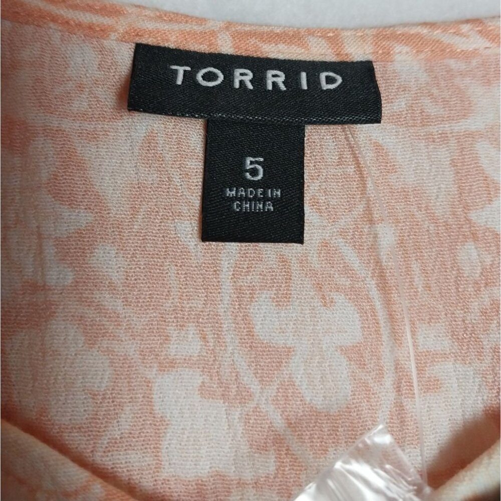 NWT Torrid Washable Crinkle Gauze Tank Peach Floral Adjustable Straps Sz 5X - Picture 7 of 13